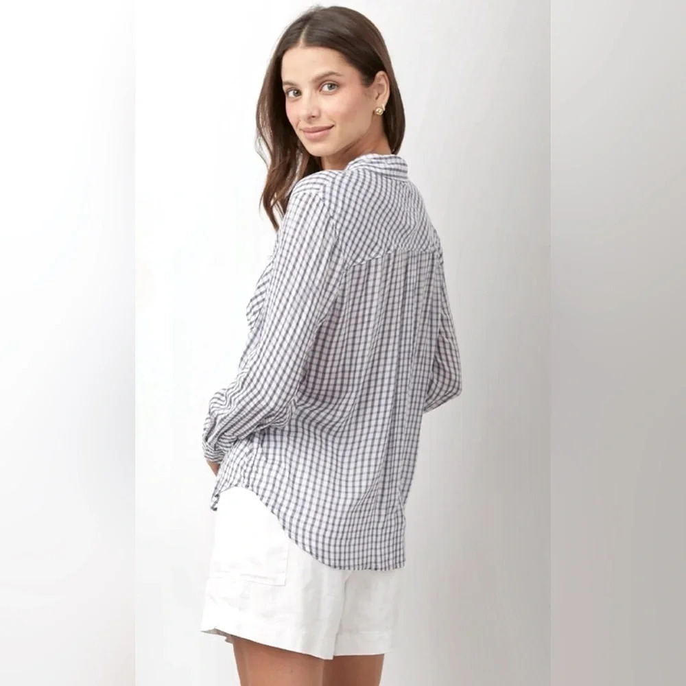Rails Josephine Black Gingham Button Down Blouse … - image 2